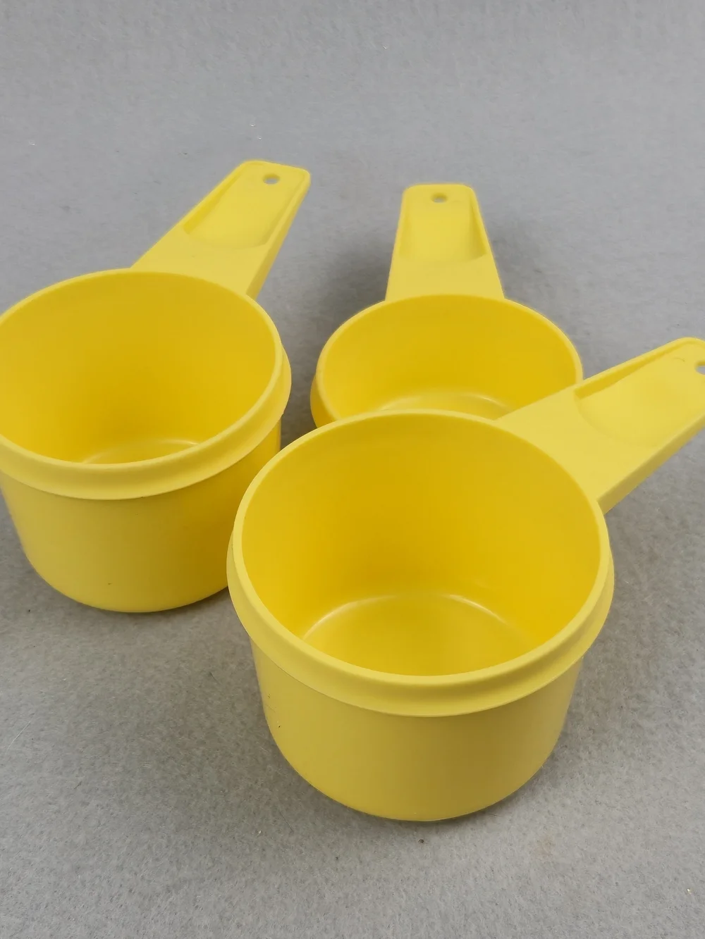 Vintage Tupperware Yellow Measuring Cups Set (1/3, 2/3, 3/4 Cup)